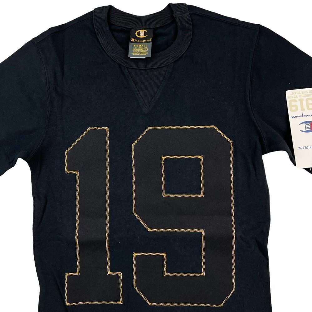 New Champion Men US XS Black T-Shirt Century Collection Short Sleeve Decoration - Picture 6 of 9